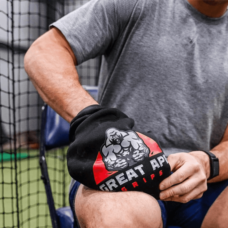 ATHLETE WITH HAND IN GREAT APE GRIPS