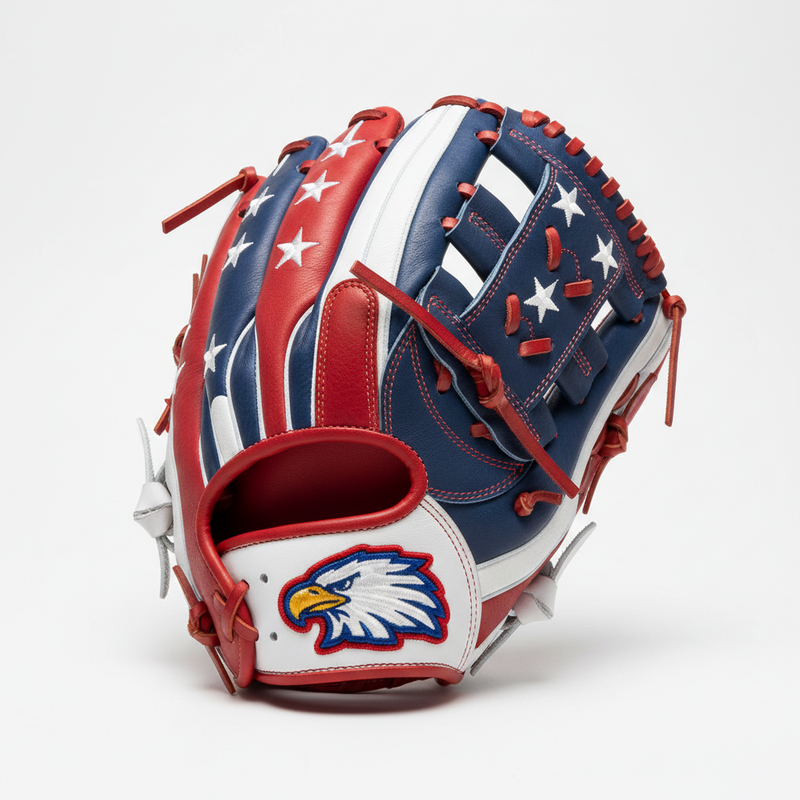 AI Generated Red White and Blue Baseball Glove