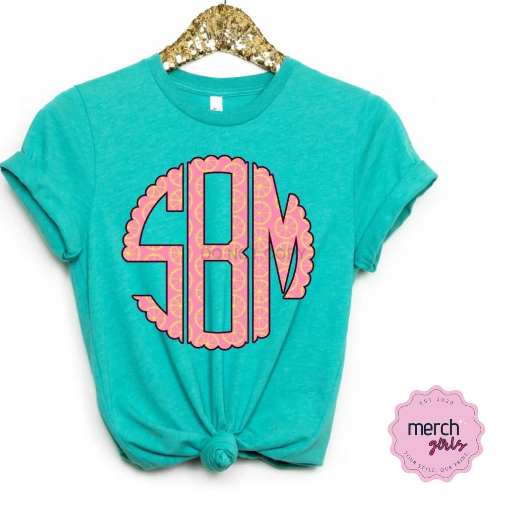 Pink Lemon Slices Monogram Graphic Tee