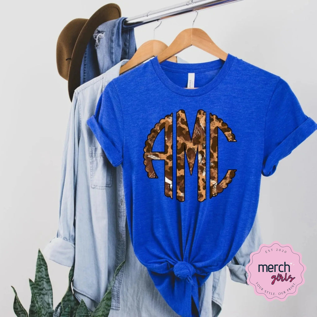 Football Leopard Monogram Graphic Tee