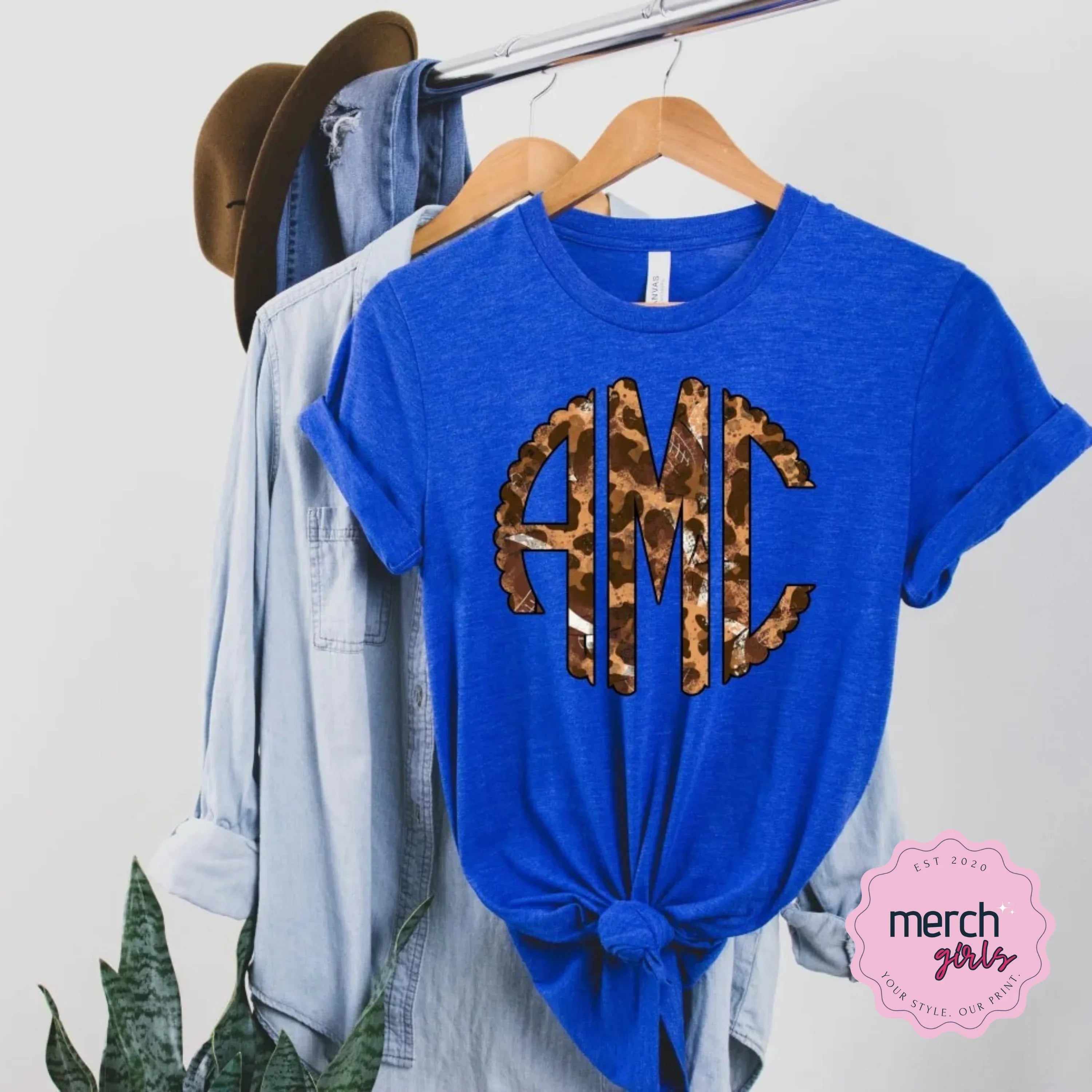 Football Leopard Monogram Graphic Tee