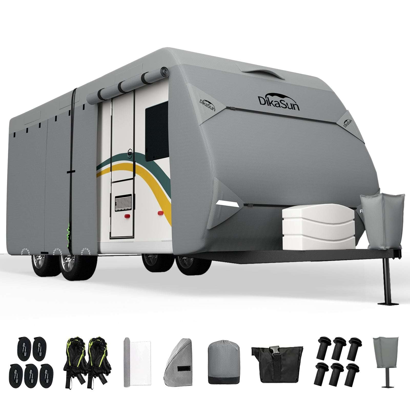 DikaSun 7 Layers Top Travel Trailer RV Cover Windproof Waterproof UV Protection