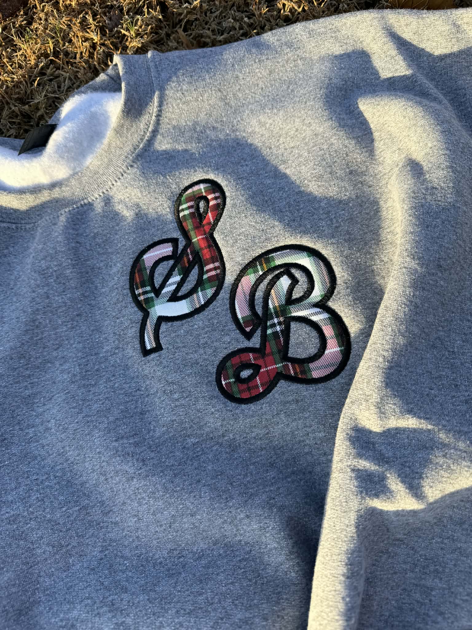 Sporty Script Monogram Applique Embroidered Sweatshirt