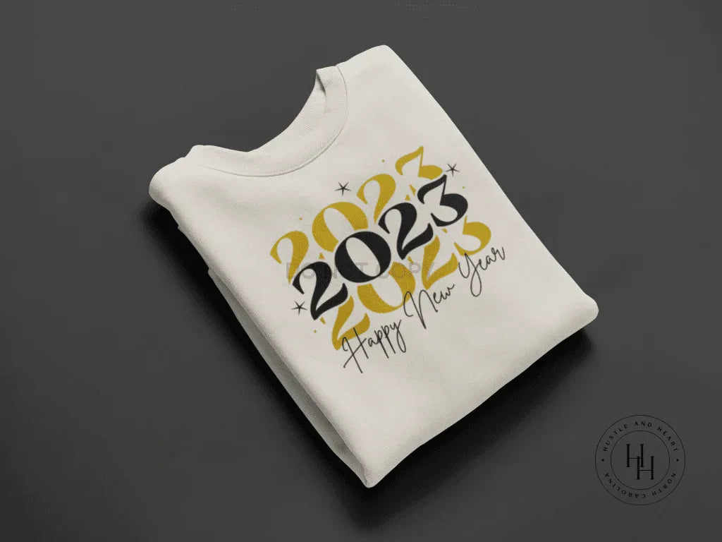 2023 Repeating New Year in Black and Gold Graphic Tee or Sweatshirt