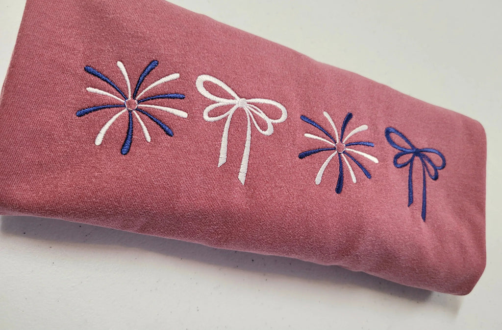 Coquette Bows and Fireworks Embroidered Shirt | QUICK SHIP