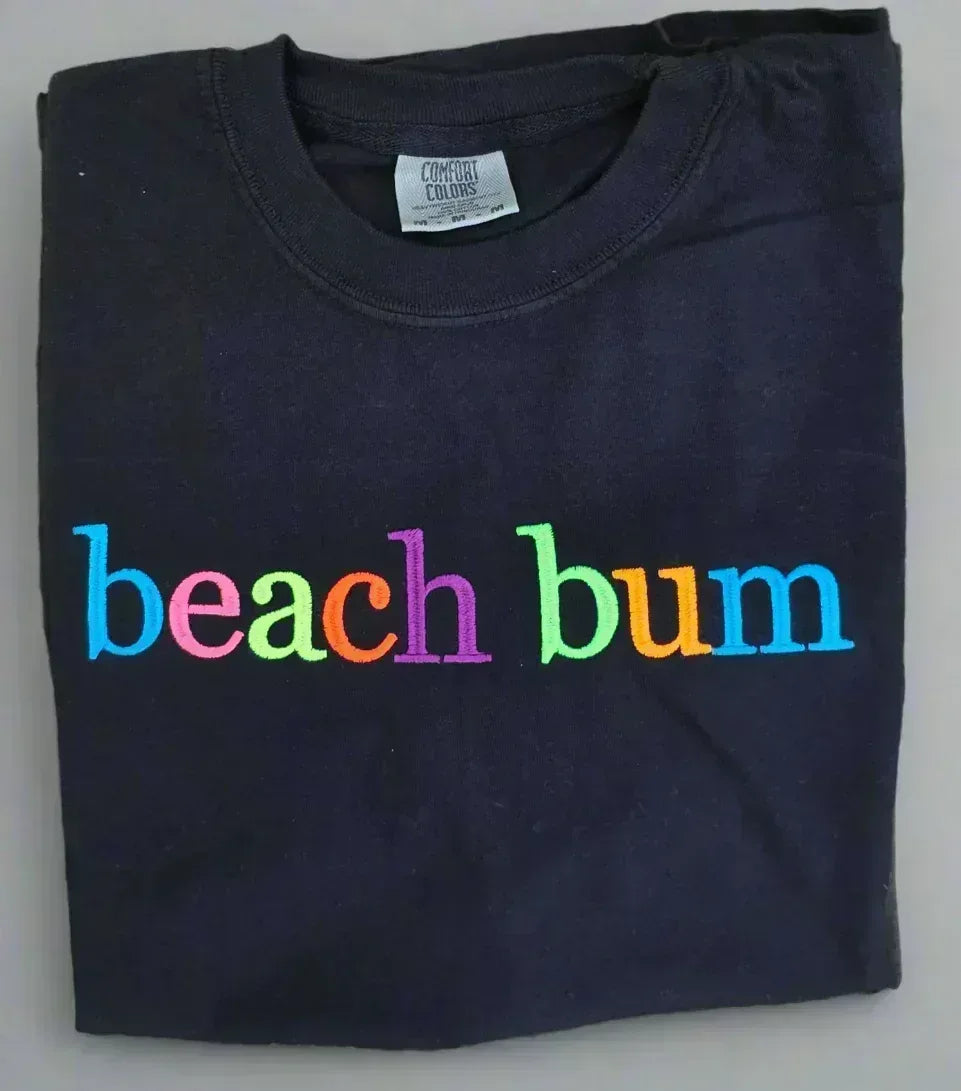Custom Phrase in Neon Georgia Bold Serif Embroidered Shirt