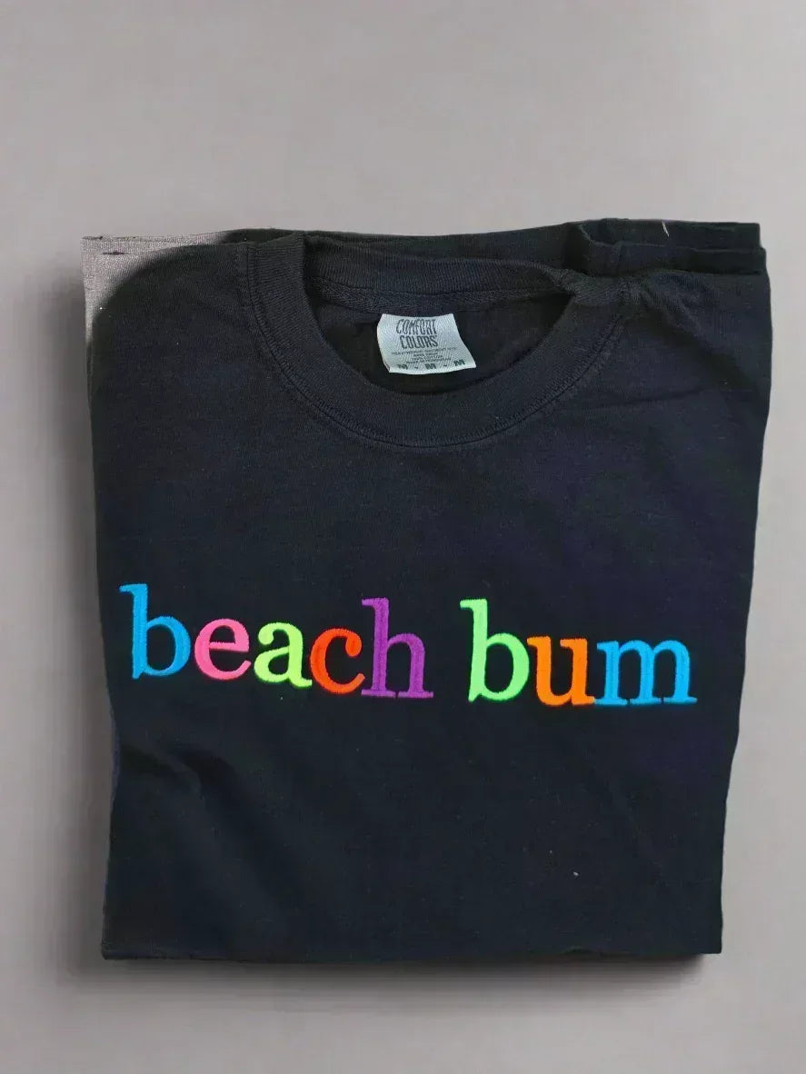 Custom Phrase in Neon Georgia Bold Serif Embroidered Shirt