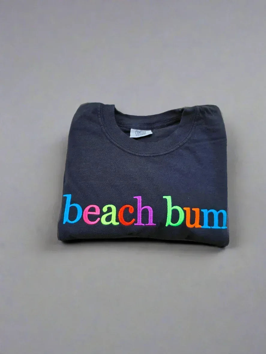 Custom Phrase in Neon Georgia Bold Serif Embroidered Shirt