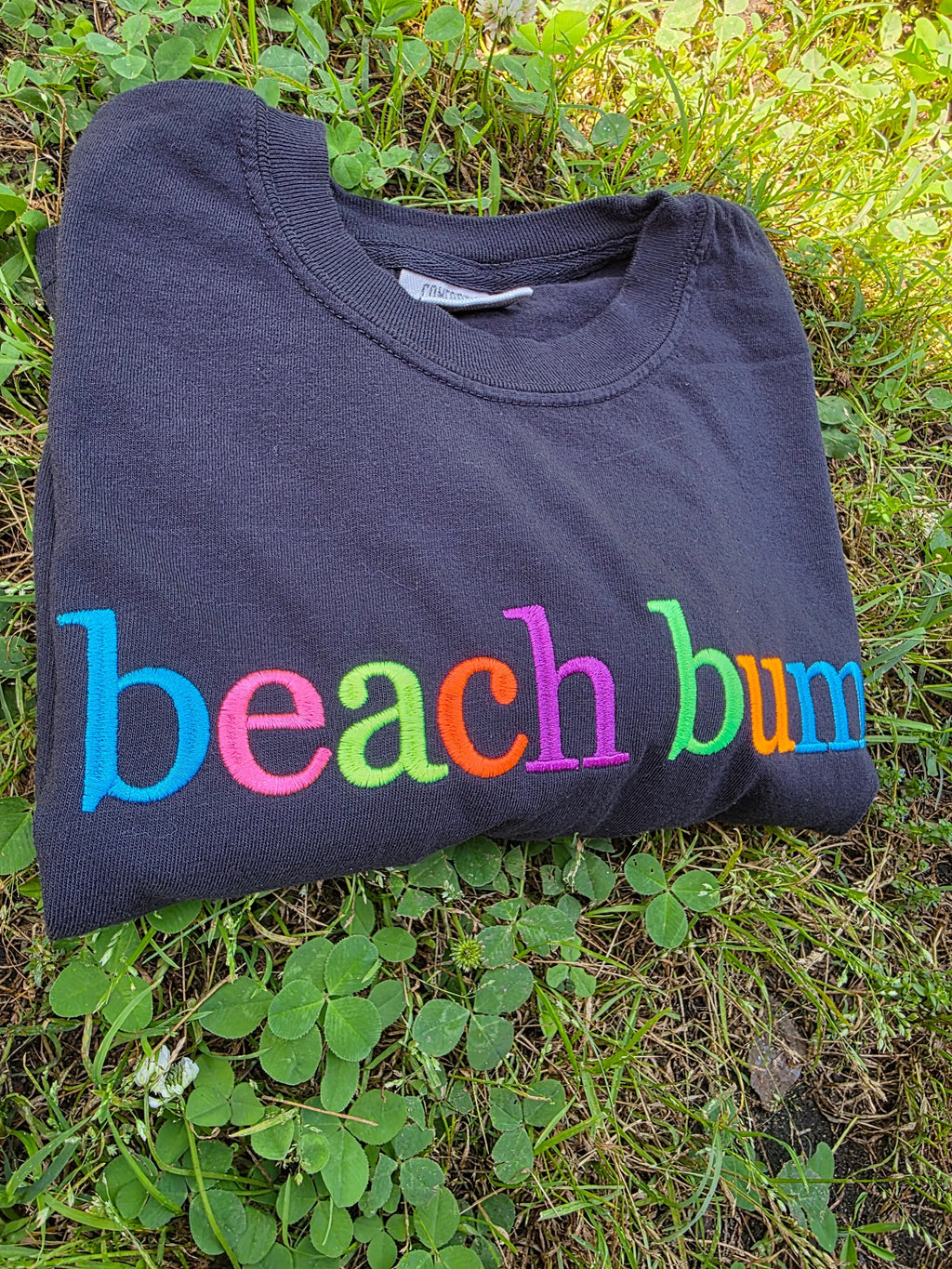 Custom Phrase in Neon Georgia Bold Serif Embroidered Shirt
