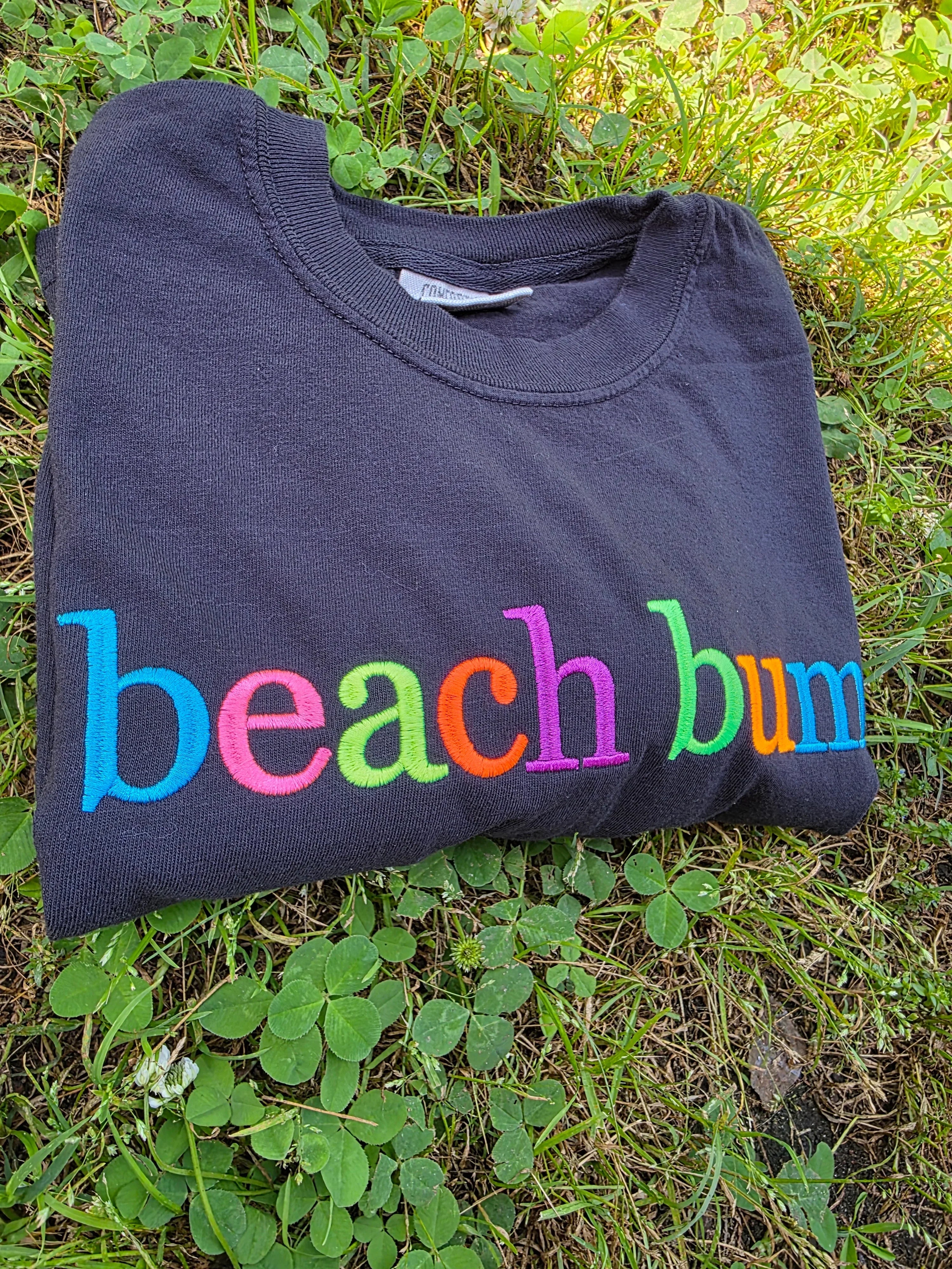 Custom Phrase in Neon Georgia Bold Serif Embroidered Shirt