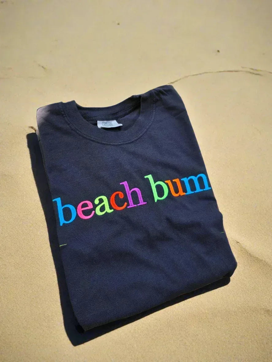 Custom Phrase in Neon Georgia Bold Serif Embroidered Shirt