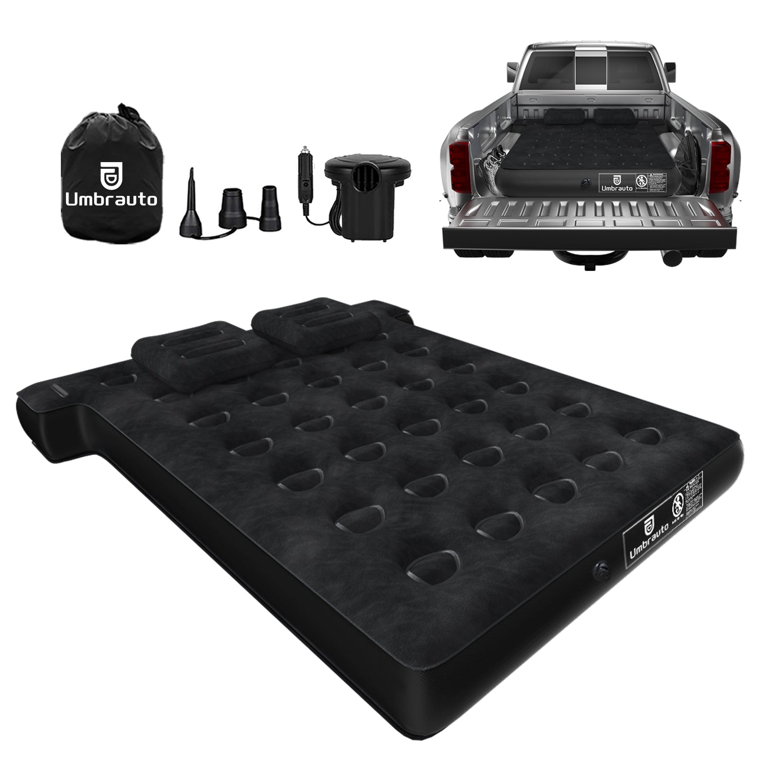 Umbrauto T Shape Truck Bed Air Mattress Inflatable 5.5-5.8ft Short Truck Air Mattress for Camping