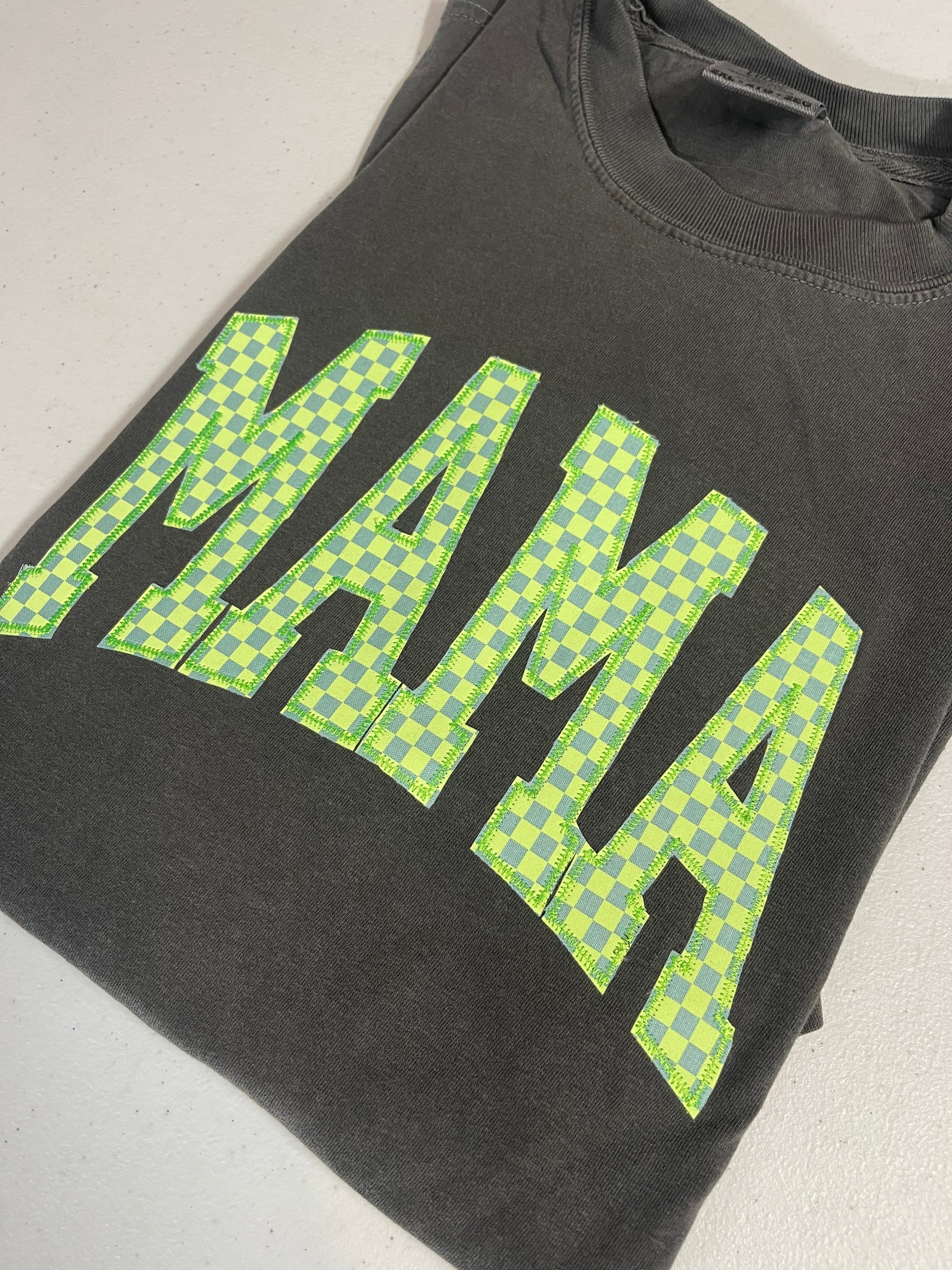 Custom Zig Zag Neon Checkered Ghost Embroidered Tee