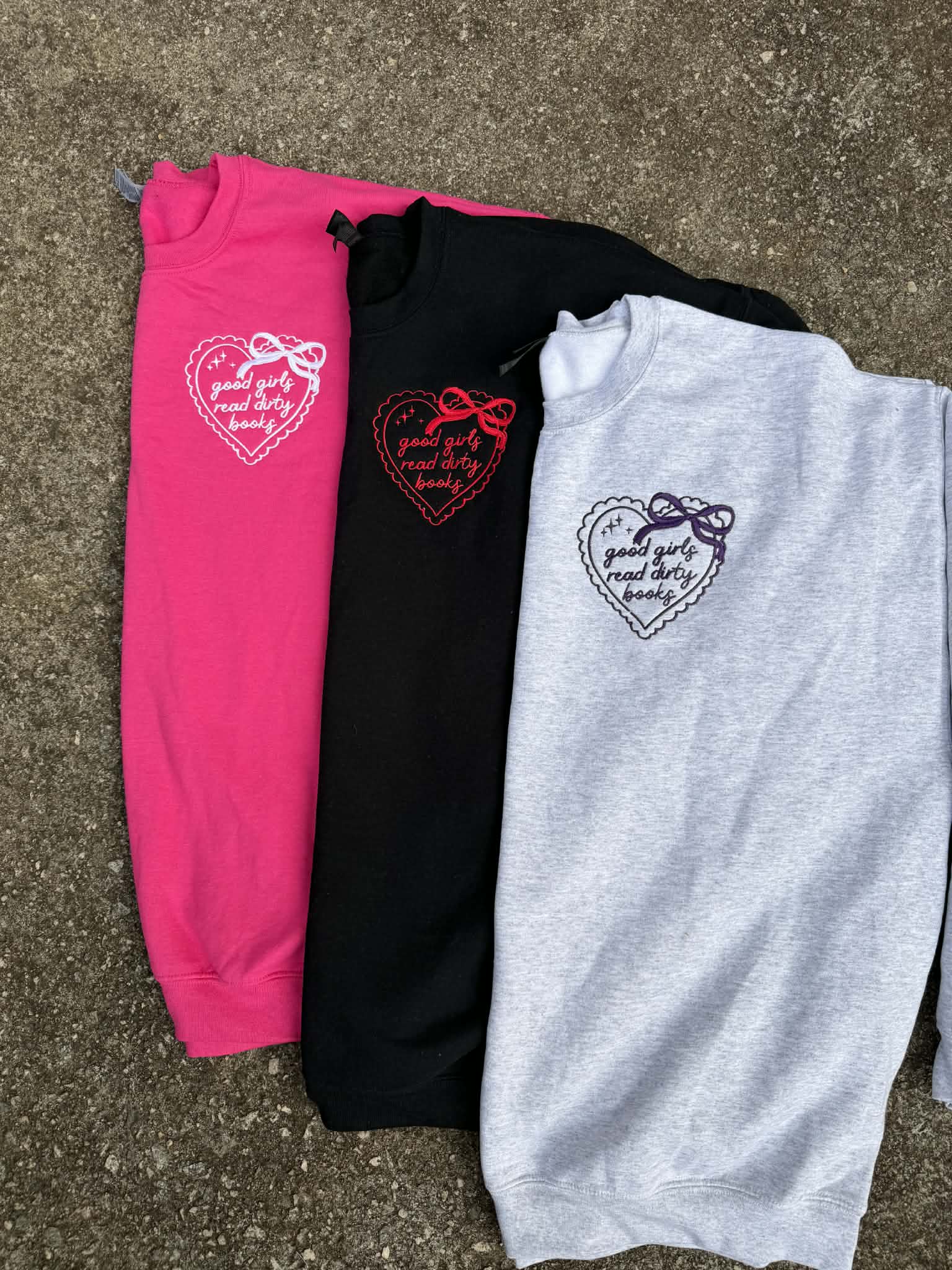 Good Girls Read Dirty Books Embroidered Sweatshirt