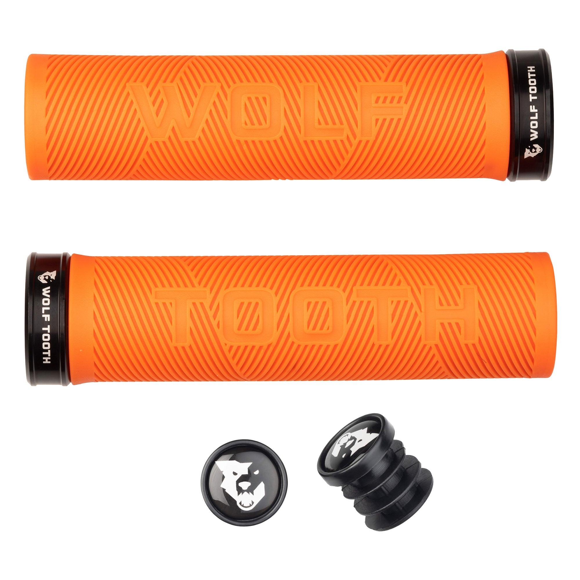 Wolf Tooth Components Echo Lock-On Grip Set Orange/Black
