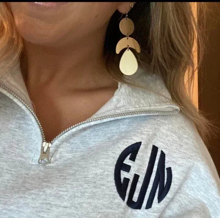Monogram Embroidered Quarter Zip Unisex Fleece | QUICK SHIP