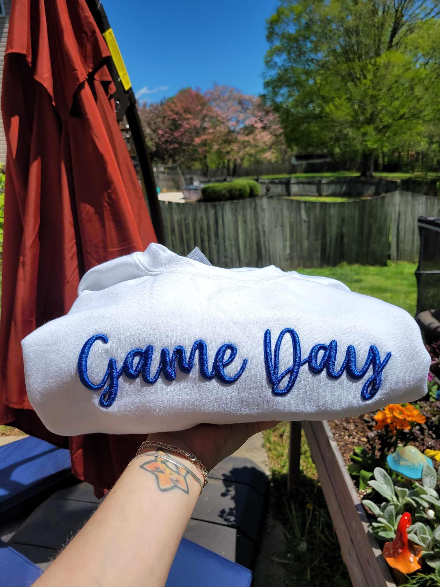 Custom Text 3D Puff Embroidered Comfort Color Short Sleeve or Gildan Sweatshirt