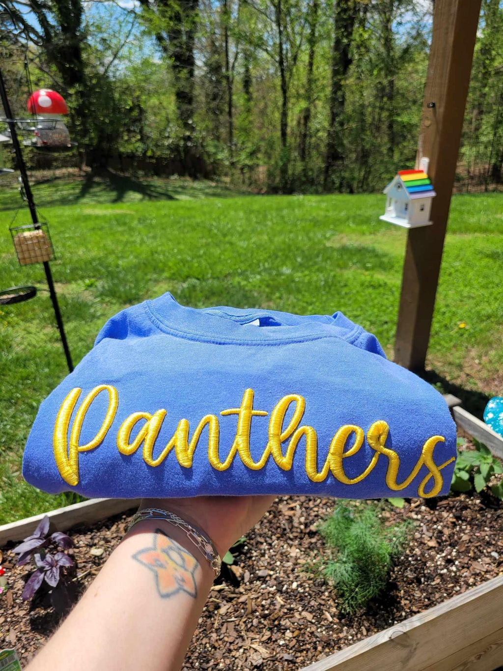 Custom Text 3D Puff Embroidered Comfort Color Short Sleeve or Gildan Sweatshirt