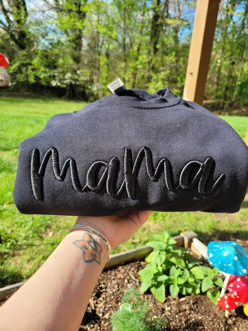 Custom Text 3D Puff Embroidered Comfort Color Short Sleeve or Gildan Sweatshirt