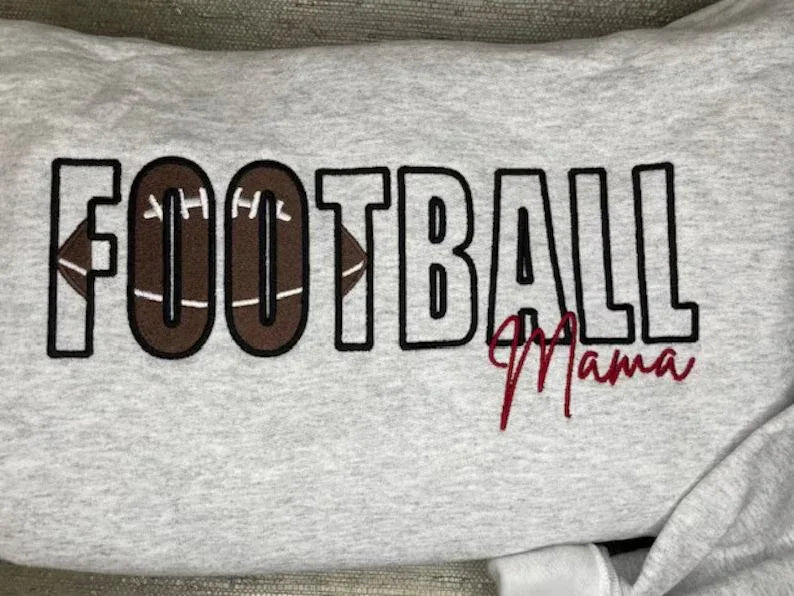 Football Inlay Mom Mama Custom Embroidered Sweatshirt