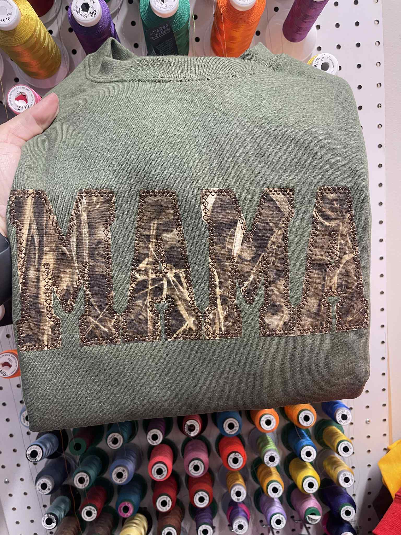 Custom Camo Diamond Edge Applique with optional 3D Embroidered Text Shirt