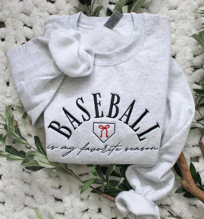 Baseball Is My Favorite Season Embroidered Sweatshirt