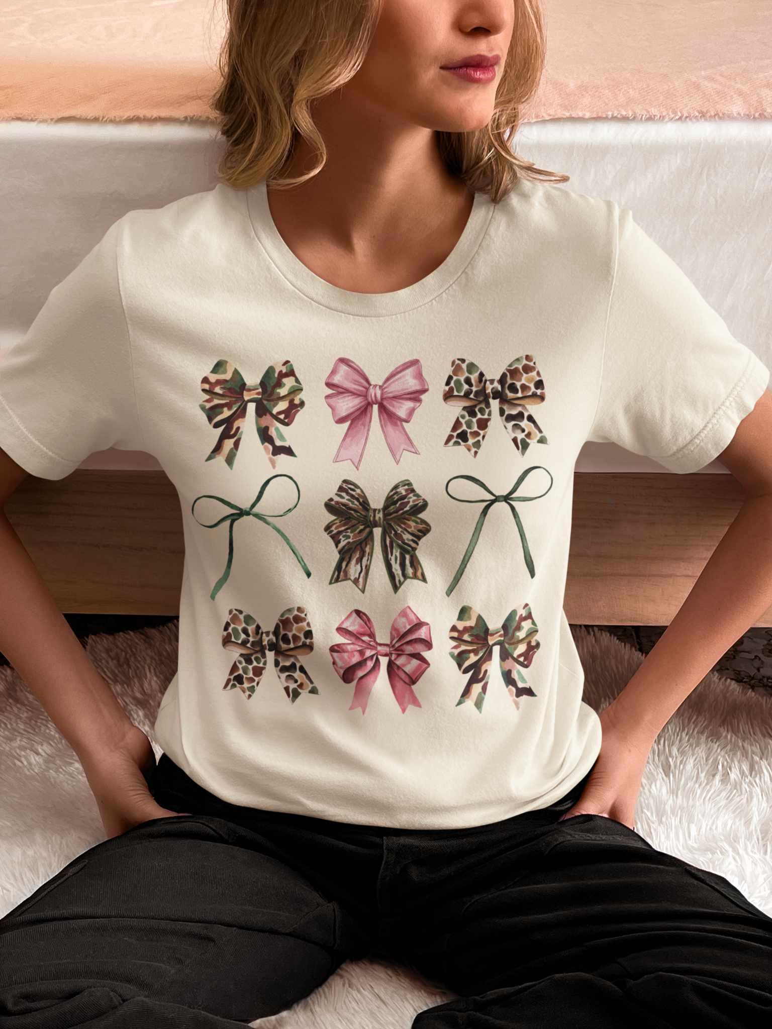 Camo Bows Preppy Graphic Tee