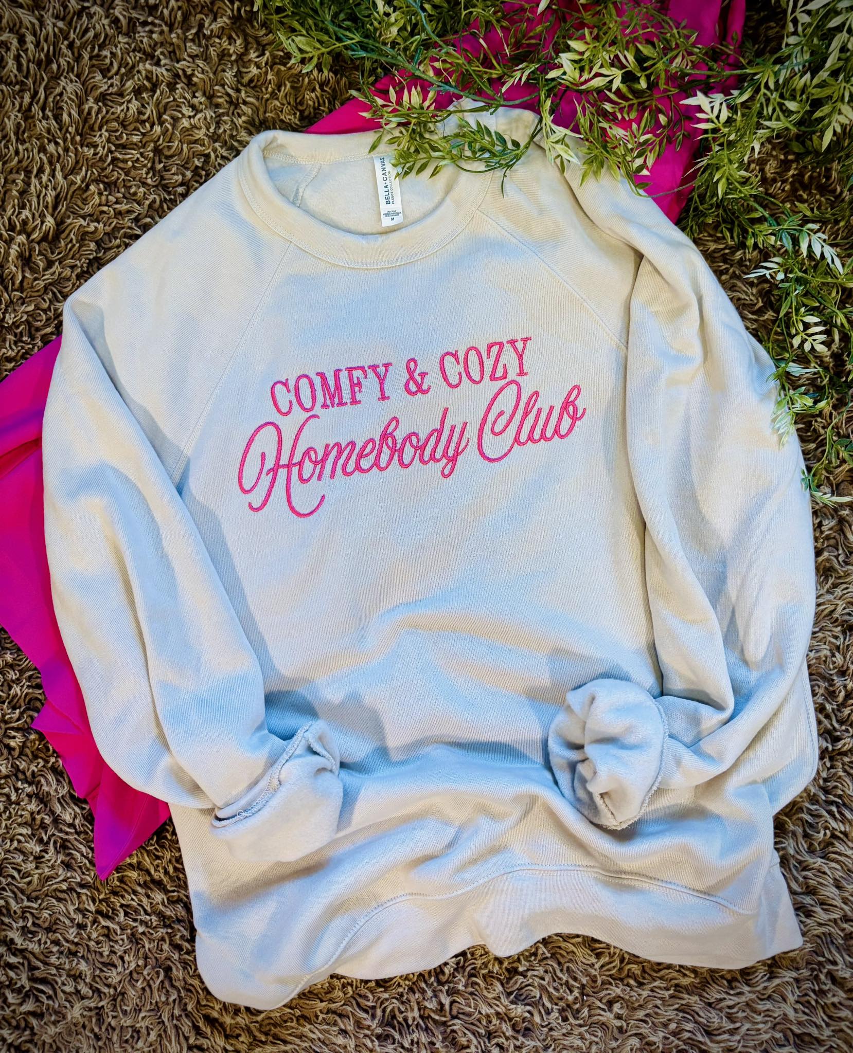 Comfy & Cozy Homebody Club Embroidered Sweatshirt