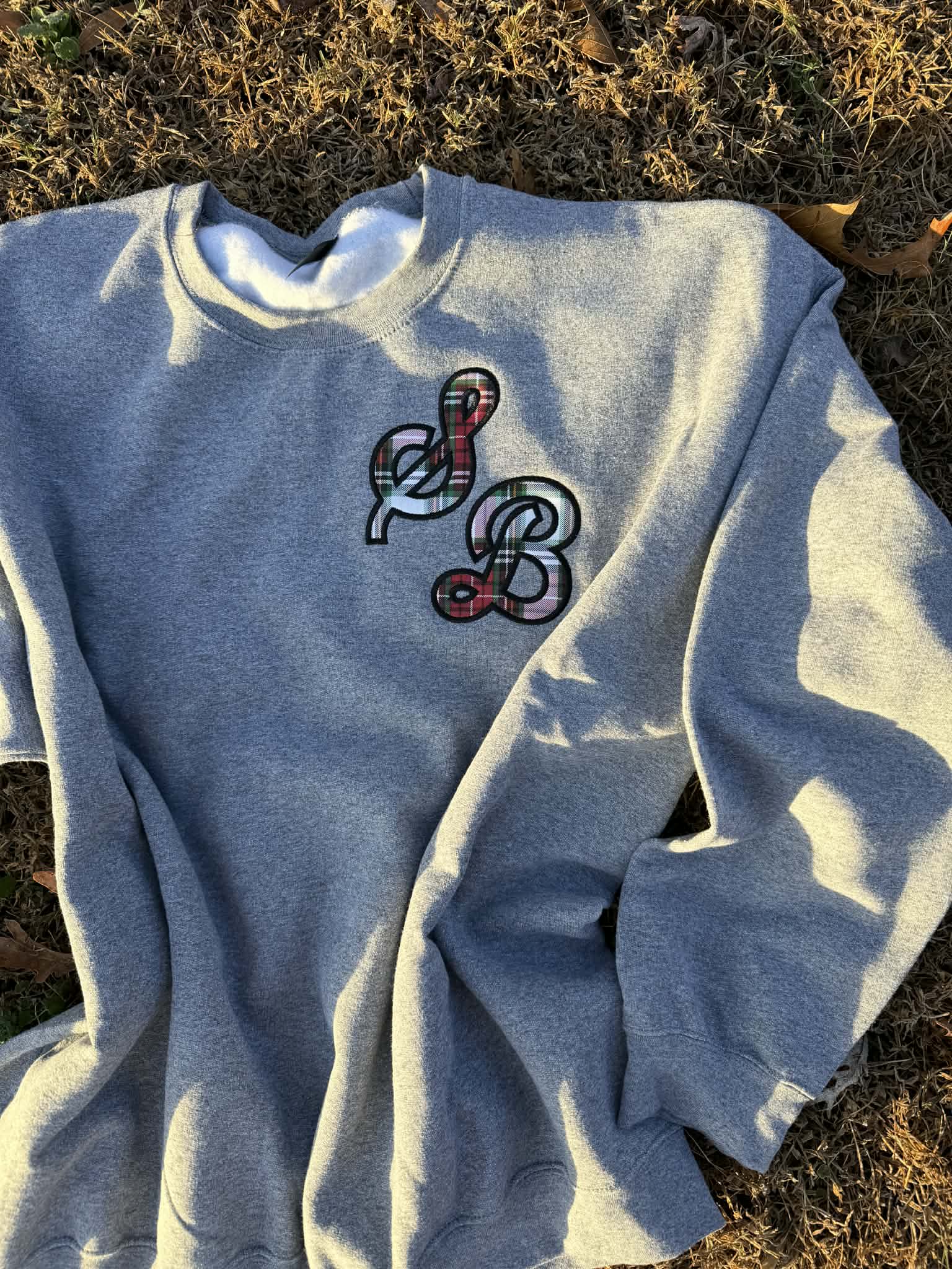 Sporty Script Monogram Applique Embroidered Sweatshirt