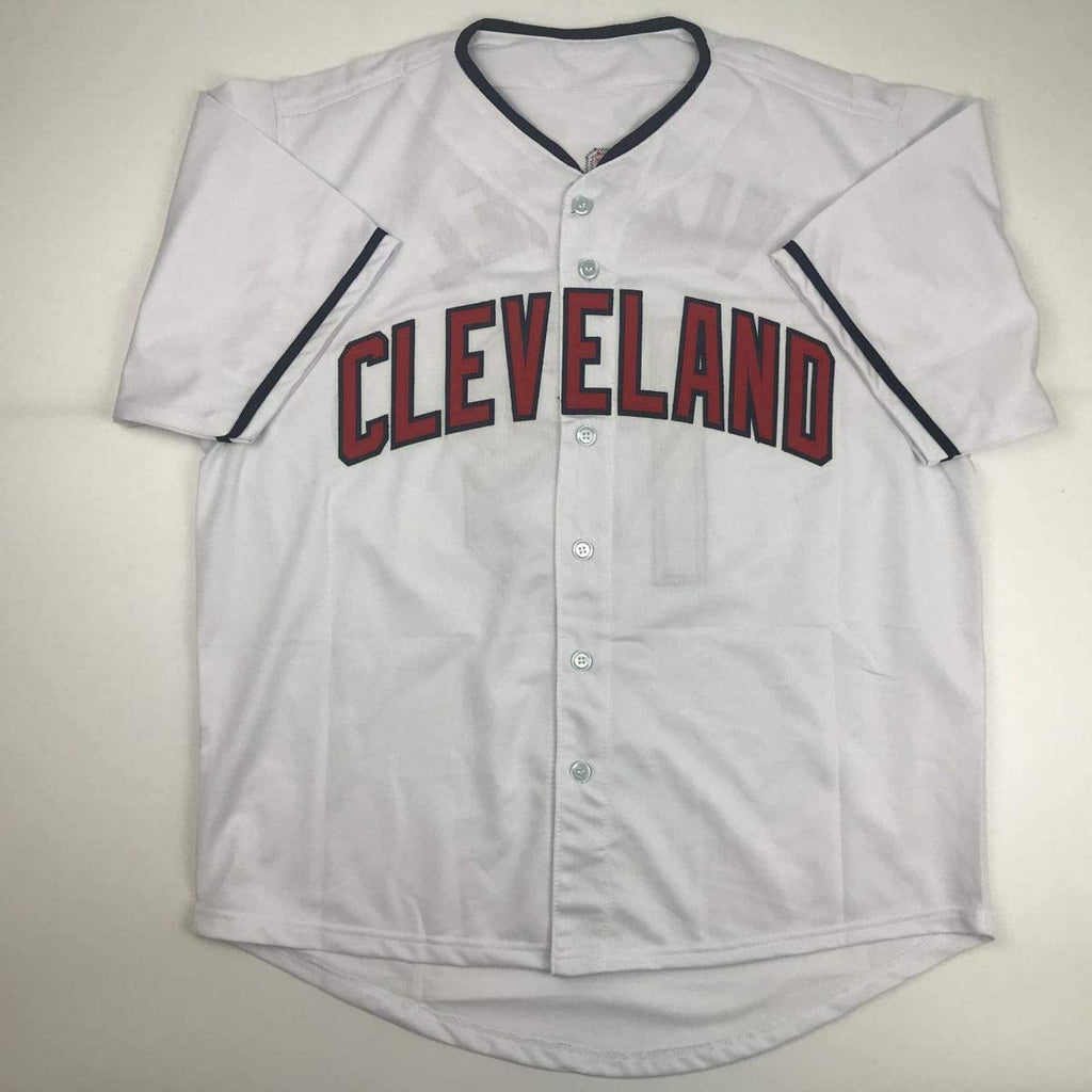 Autographed/Signed Omar Vizquel Cleveland White Baseball Jersey PSA/DNA COA