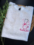 Embroidered Left Chest Custom Name Valentines Day Nurse