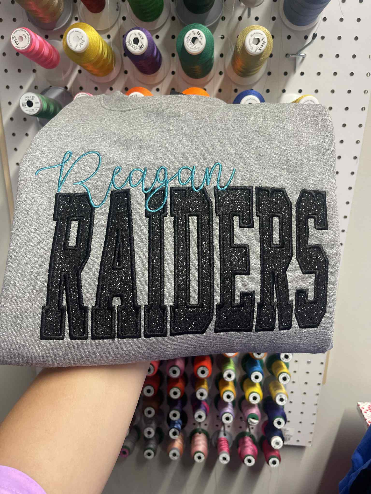 Custom School Spirit Mascot Better Together Glitter Applique Embroidered Sweatshirt