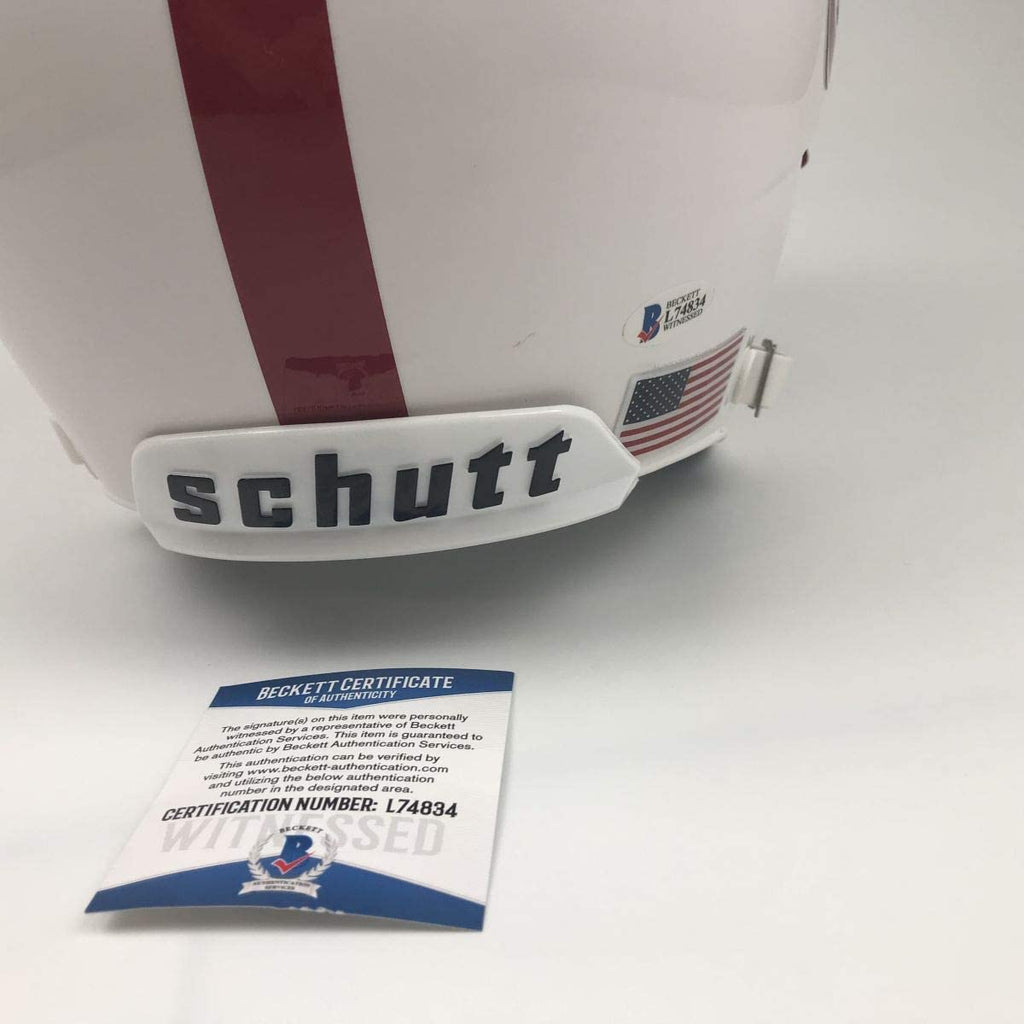 Autographed/Signed Nick Saban Alabama Crimson Tide White Full Size FS F/S Replica College Football Helmet JSA COA