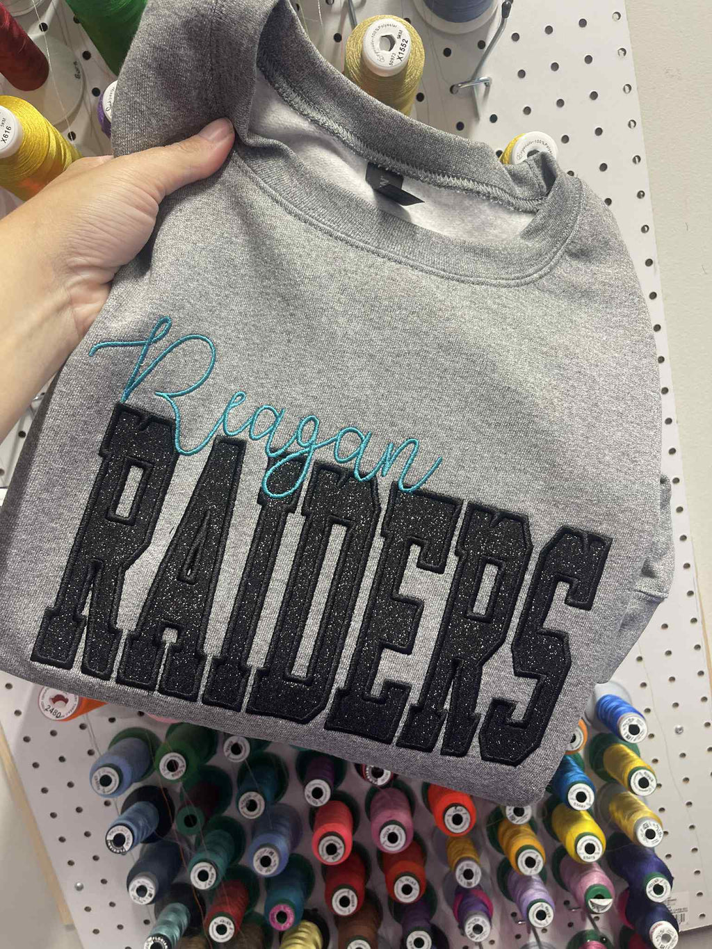 Custom School Spirit Mascot Better Together Glitter Applique Embroidered Sweatshirt