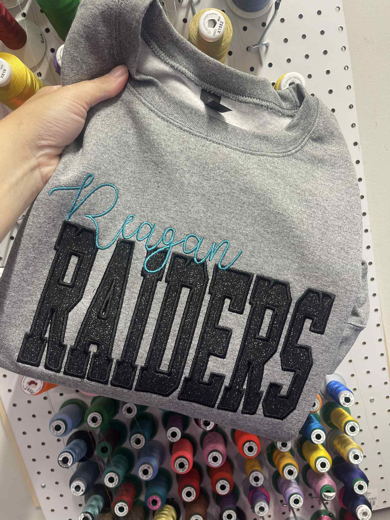 Custom School Spirit Mascot Better Together Glitter Applique Embroidered Sweatshirt