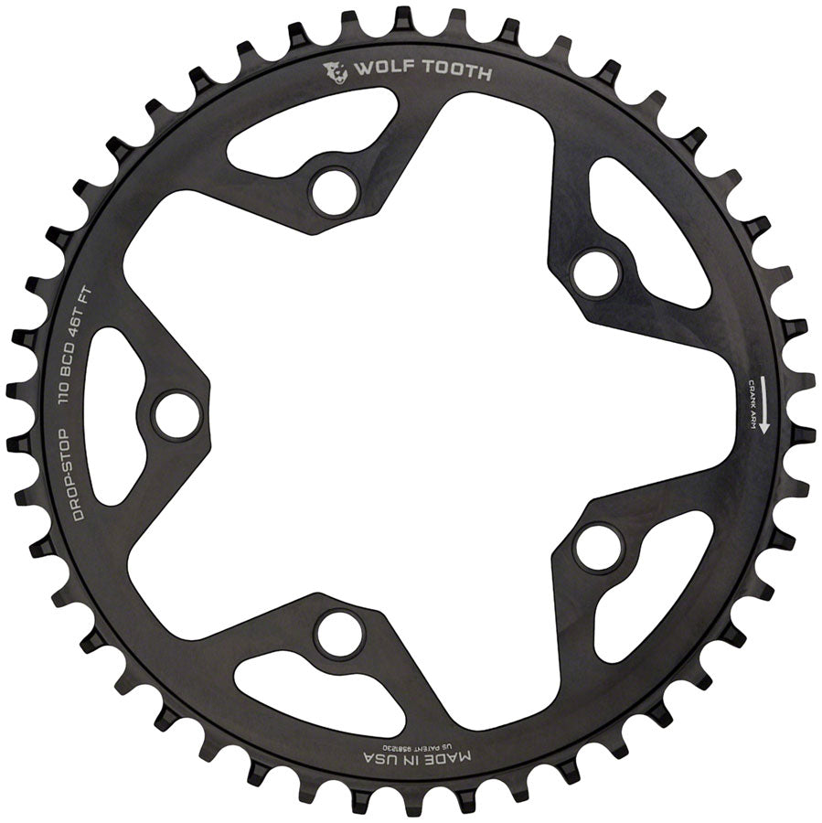 Wolf Tooth 110 BCD Cyclocross Road Chainring - 42t 110 BCD 5-Bolt Drop-Stop B  BLK