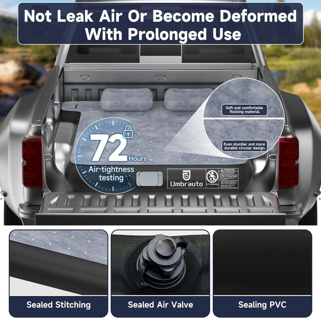 Umbrauto T Shape Truck Bed Air Mattress Inflatable 5.5-5.8ft Short Truck Air Mattress for Camping