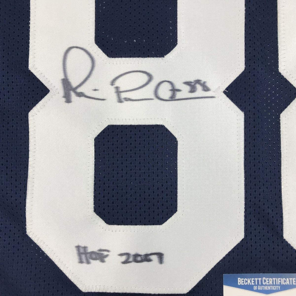 Autographed/Signed Michael Irvin Dallas HOF 2007 Thanksgiving Day Blue Football Jersey Beckett BAS COA