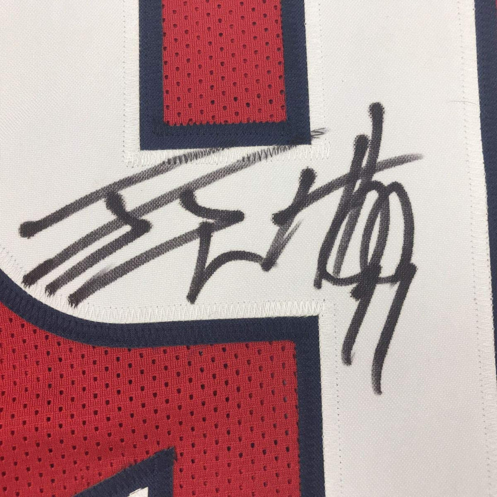 Autographed/Signed J.J. JJ Watt Houston Red Football Jersey JSA COA