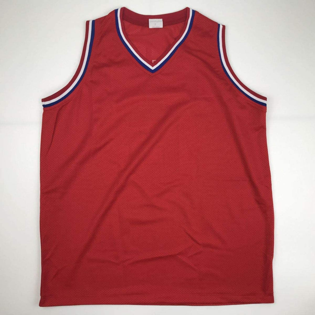 Autographed/Signed Julius Erving Dr. J Philadelphia 76ers Sixers Red Basketball Jersey JSA COA