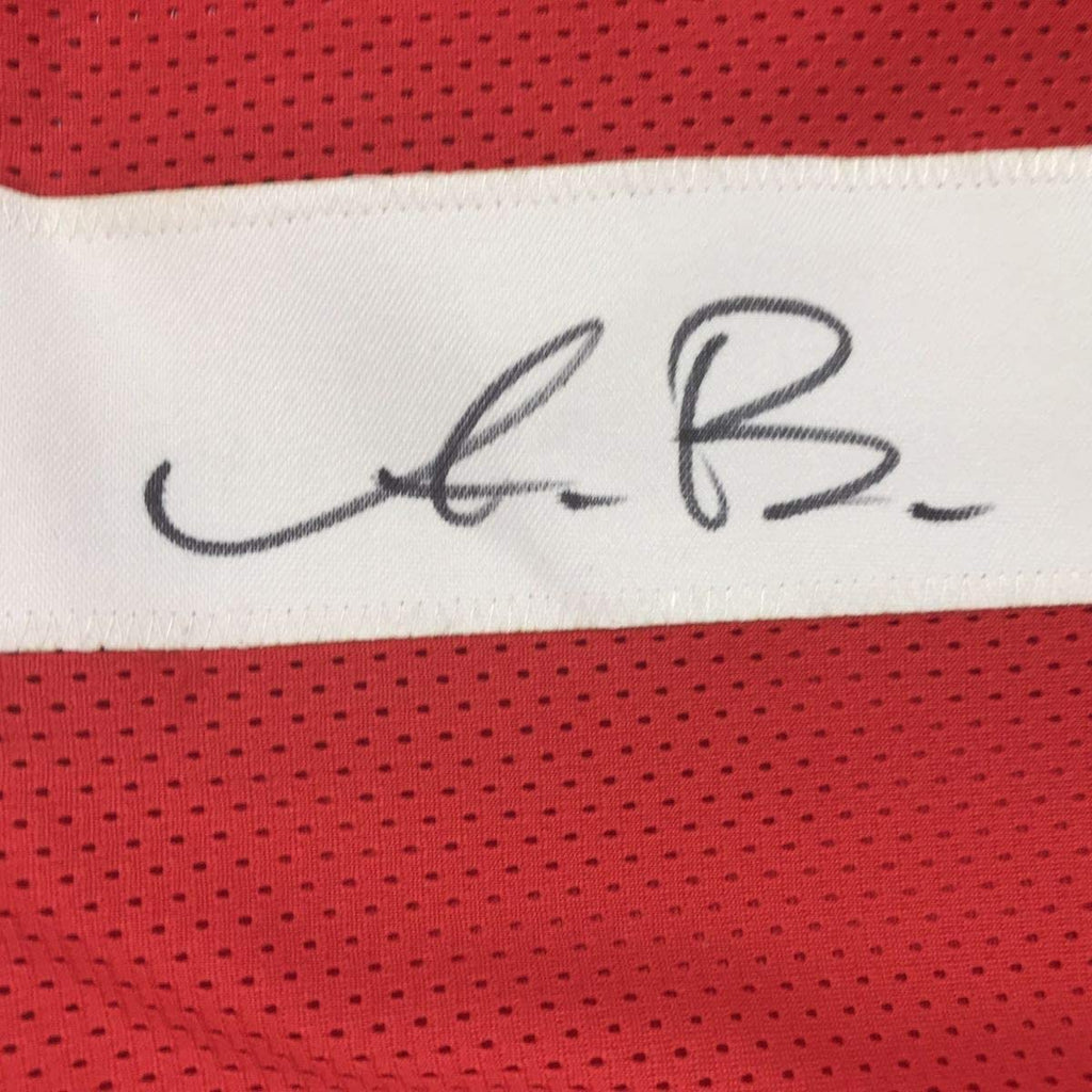 Framed Autographed/Signed AJ A.J. Brown 35x39 Ole Miss Red College Football Jersey JSA COA