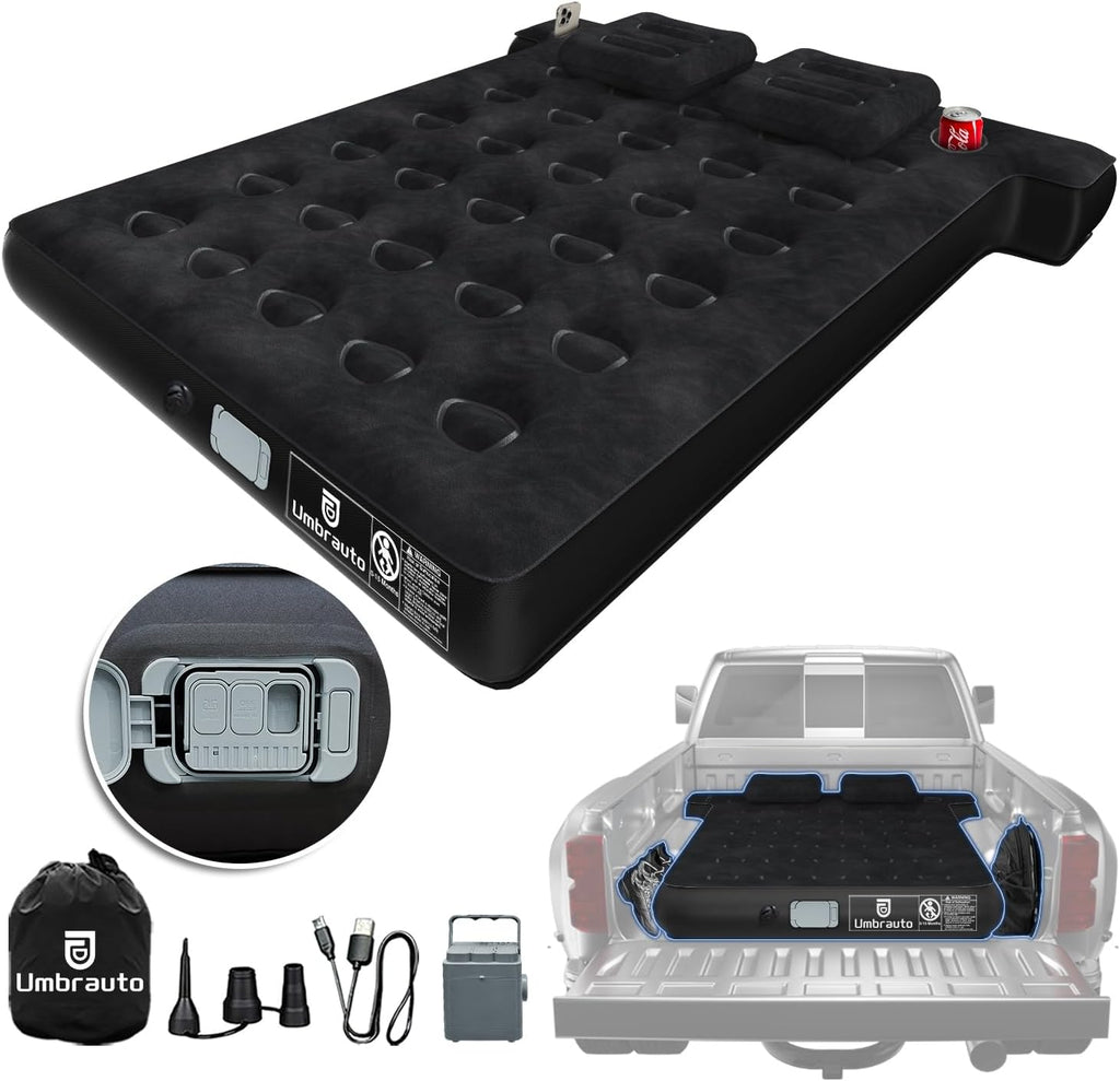 Umbrauto T Shape Truck Bed Air Mattress Inflatable 5.5-5.8ft Short Truck Air Mattress for Camping