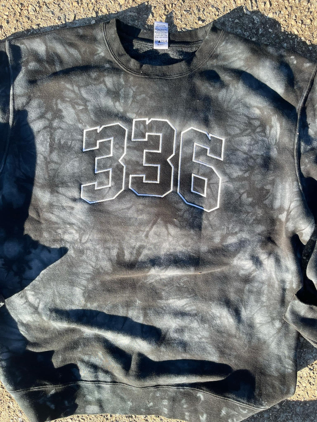 Custom Mascot | Area Code Varsity Outline Embroidered Tie-Dyed Sweatshirt