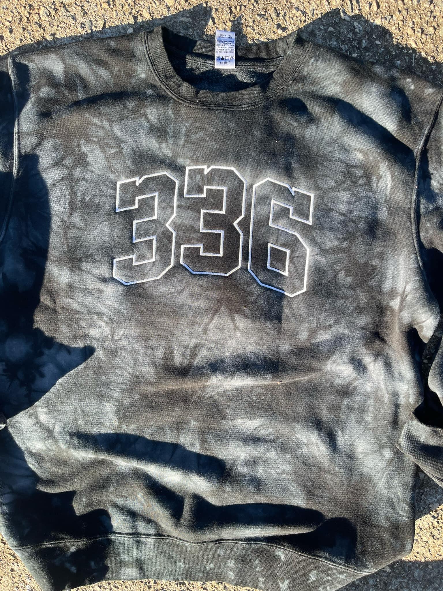 Custom Mascot | Area Code Varsity Outline Embroidered Tie-Dyed Sweatshirt