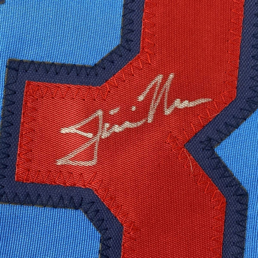 Autographed/Signed Justin Morneau Minnesota Retro Blue Baseball Jersey JSA COA