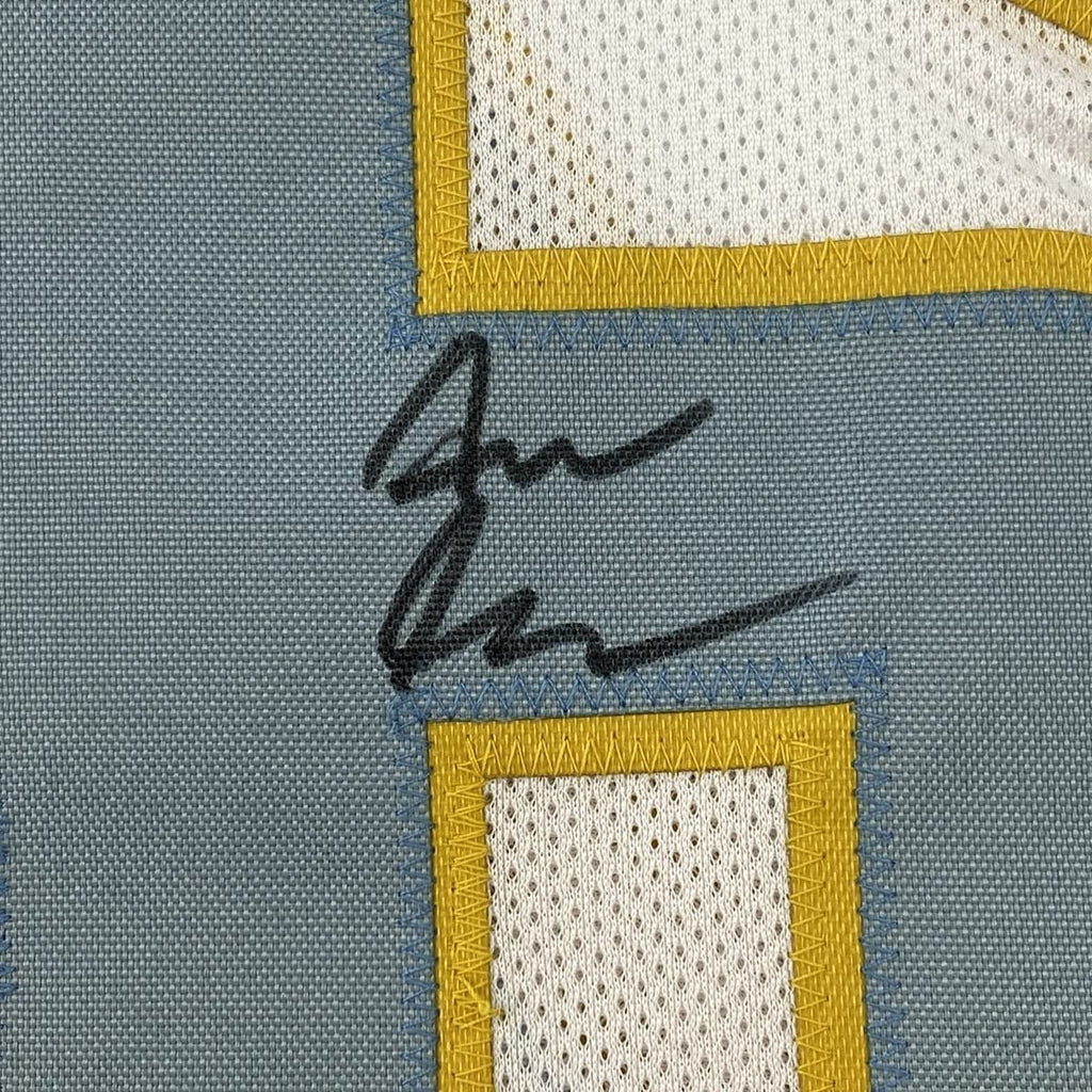 Framed Autographed/Signed Asante Samuel Jr. 35x39 Los Angeles LA White Football Jersey JSA COA