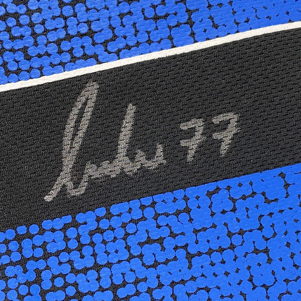Autographed/Signed Luka Doncic Dallas Blue Practice Basketball Jersey Beckett BAS COA Holo Only