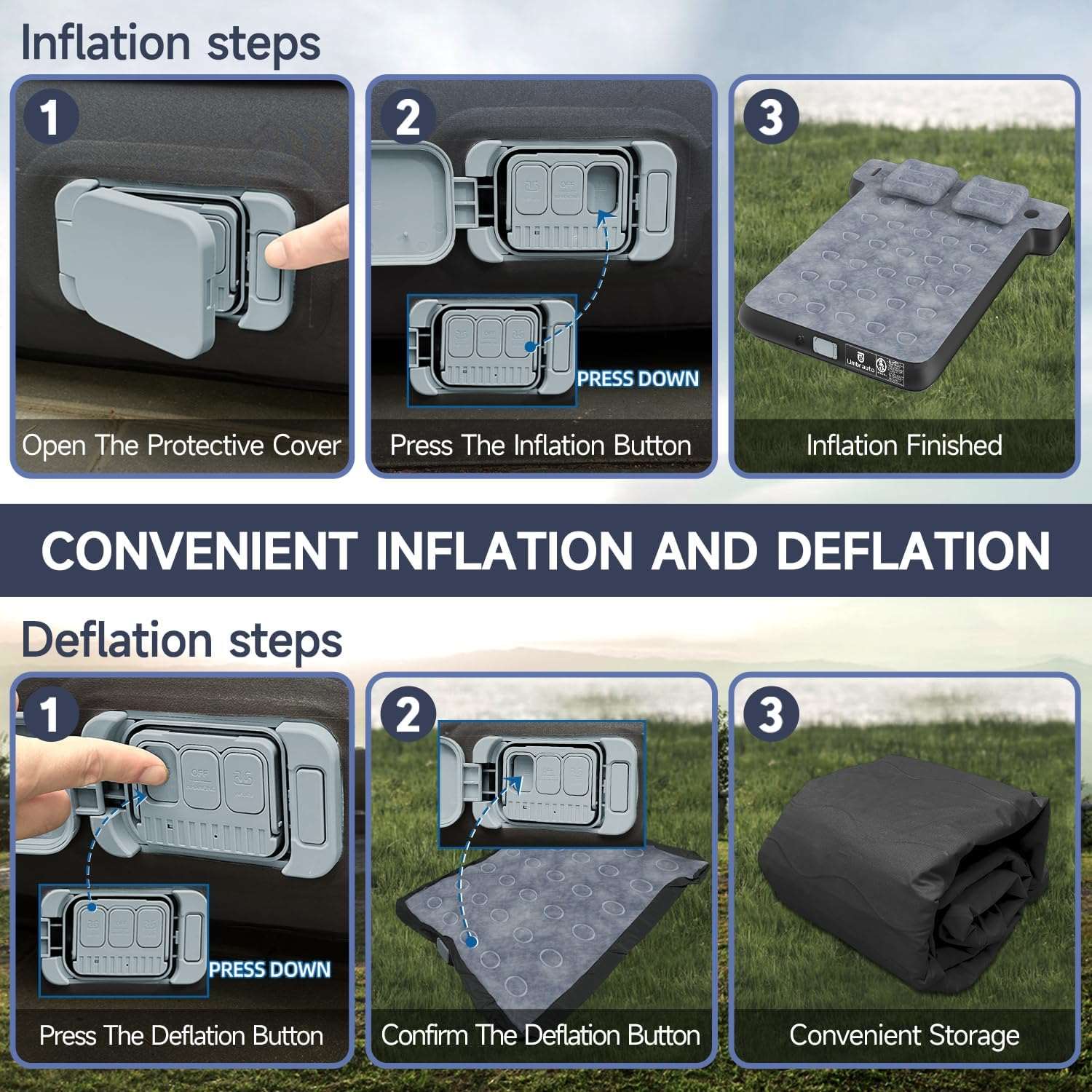 Umbrauto T Shape Truck Bed Air Mattress Inflatable 5.5-5.8ft Short Truck Air Mattress for Camping