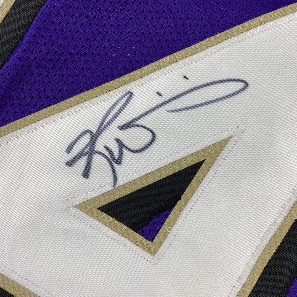Autographed/Signed Ricky Williams Baltimore Purple Football Jersey Beckett BAS COA