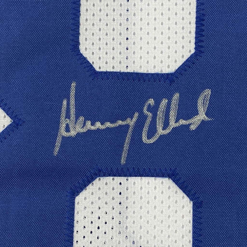 Framed Autographed/Signed Henry Ellard 35x39 Los Angeles LA White Football Jersey JSA COA
